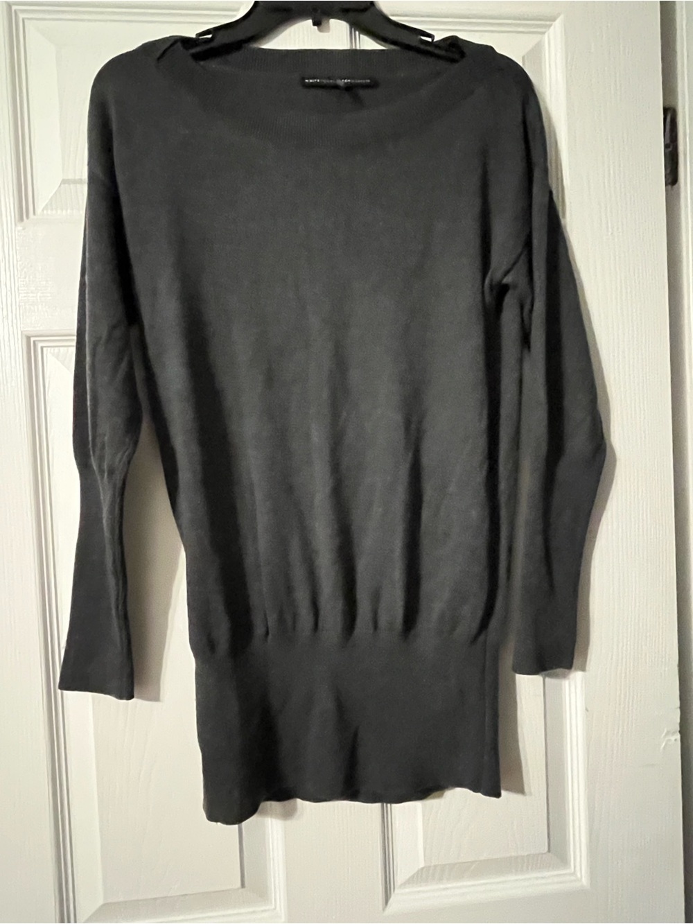 White House black market Gray Long Sleeve Boatneck Women's Sweater
